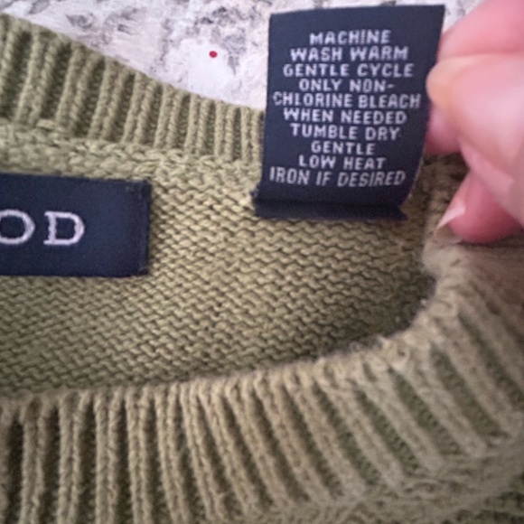 IZOD Olive Green Textured Crewneck Windowpane Sweater Classic Fit Size XL - Picture 8 of 10
